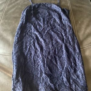 Navy blue lace formal mini dress
